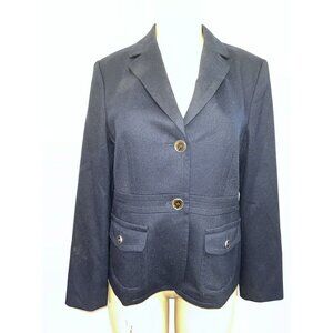 Talbots wool strech Italian fabric navy blue blazer size 8
